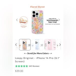 iphone 14 pro loopy floral burst case